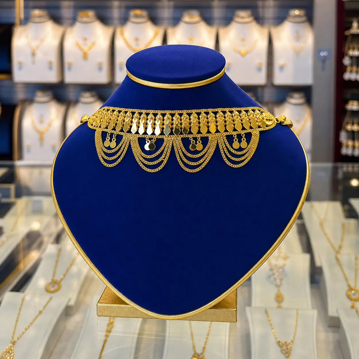 مزنط رمش العروس تصميم شرقي ذهب عيار 21 وزن 16.57 جرام جواهر شهرزاد للذهب والمجوهرات